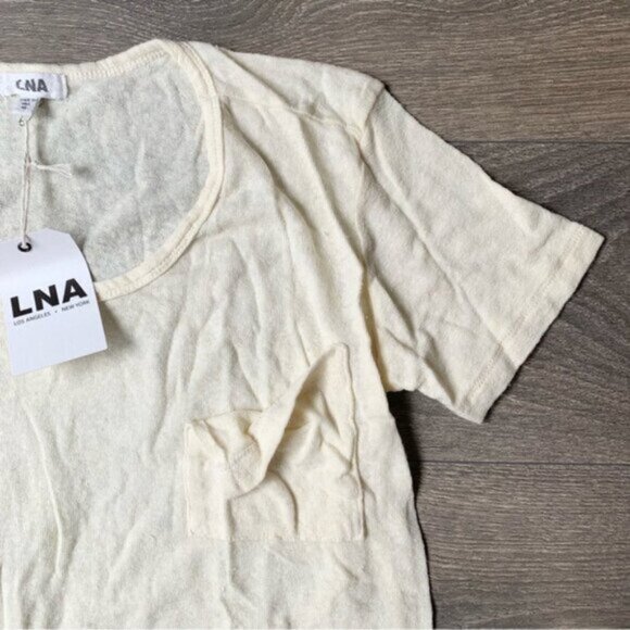 LNA Short Sleeve Torn Pocket Tee Oversized T-Shirt Scoop Neck Size XS - Picture 6 of 11